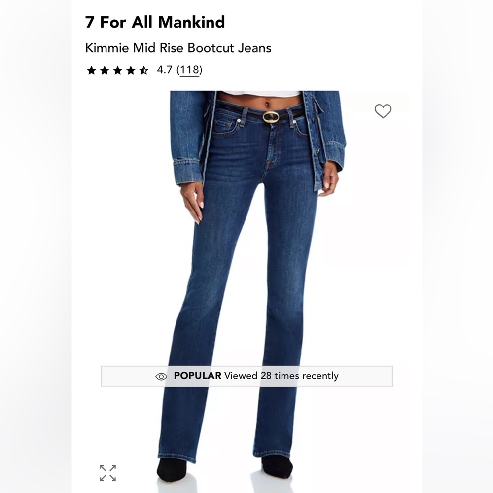 7 For All Mankind Blue Kimmie Mid Rise Bootcut Jeans